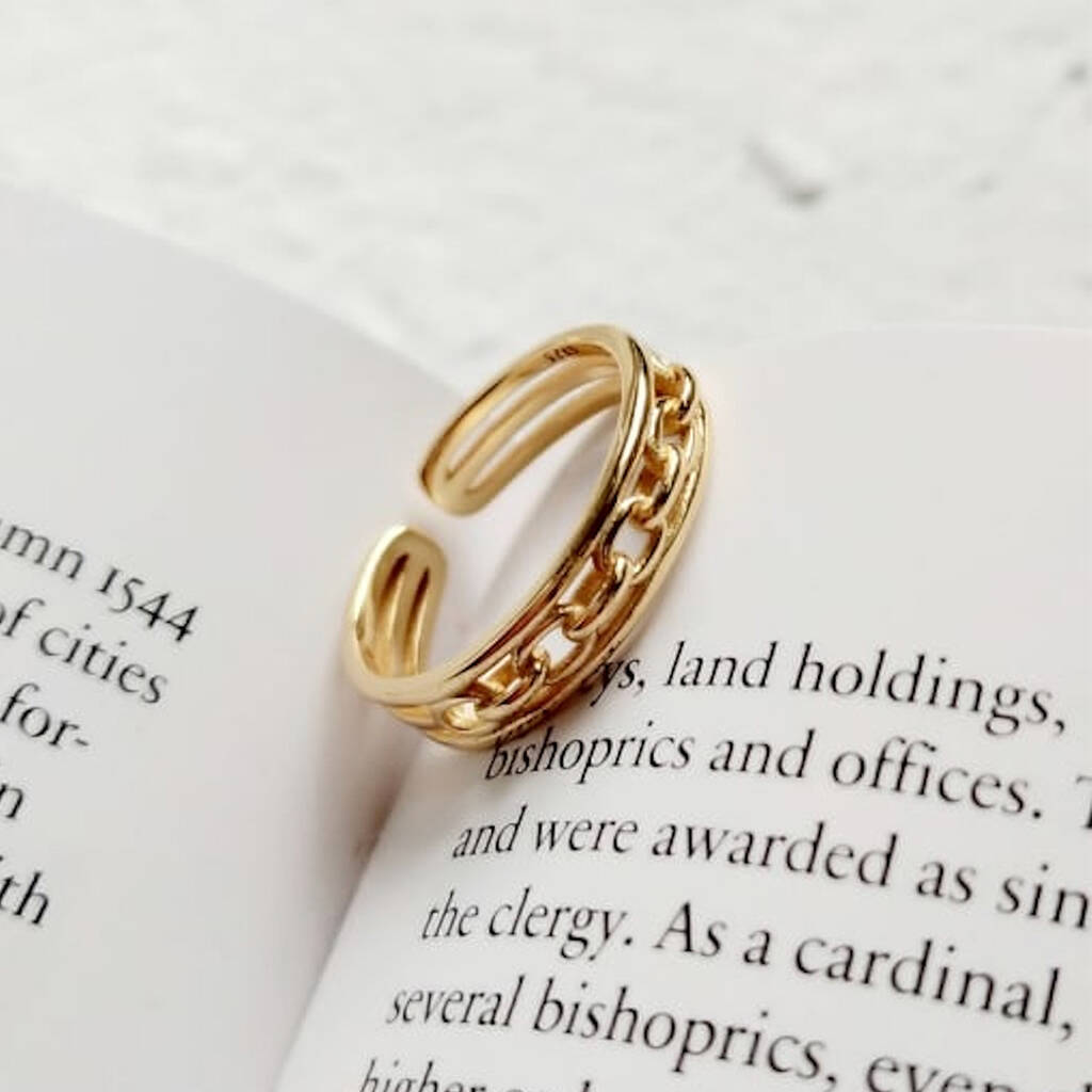Chunky 14 K Gold Chain Link Ring, 1 of 3