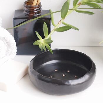 Handmade Black Gloss Ceramic Soap Dish, 2 of 10