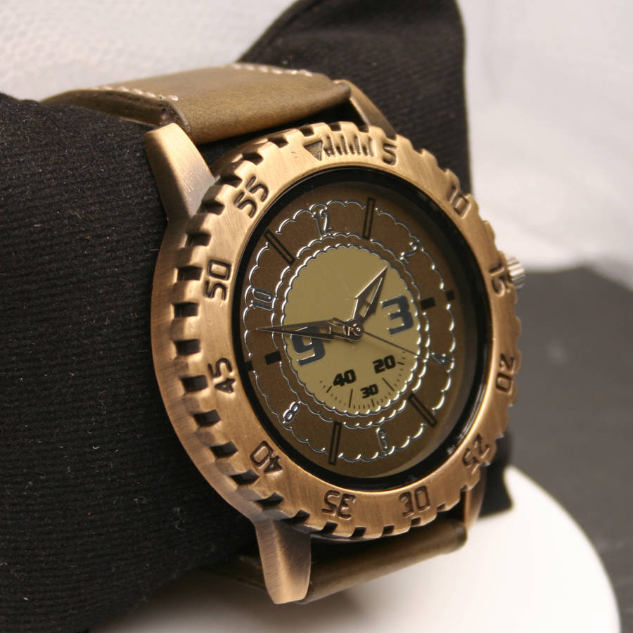 Brushed Alloy Engraved Wrist Watch By