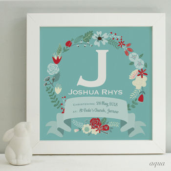 Personalised New Baby Framed Initial Print, 6 of 9