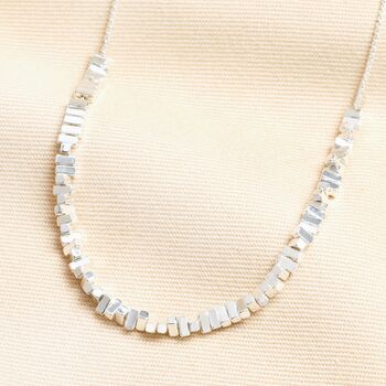 Rectangular Beaded Necklace In Silver, 2 of 3