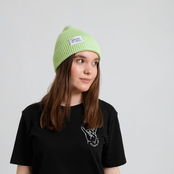 Lime Green Ribbed Smiley Beanie That Gives Back, 4 of 4