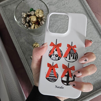 Personalised Christmas Bauble Phone Case, 5 of 8