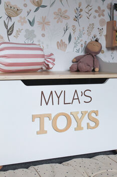 Personalised White Wooden Toy Box, 3 of 6