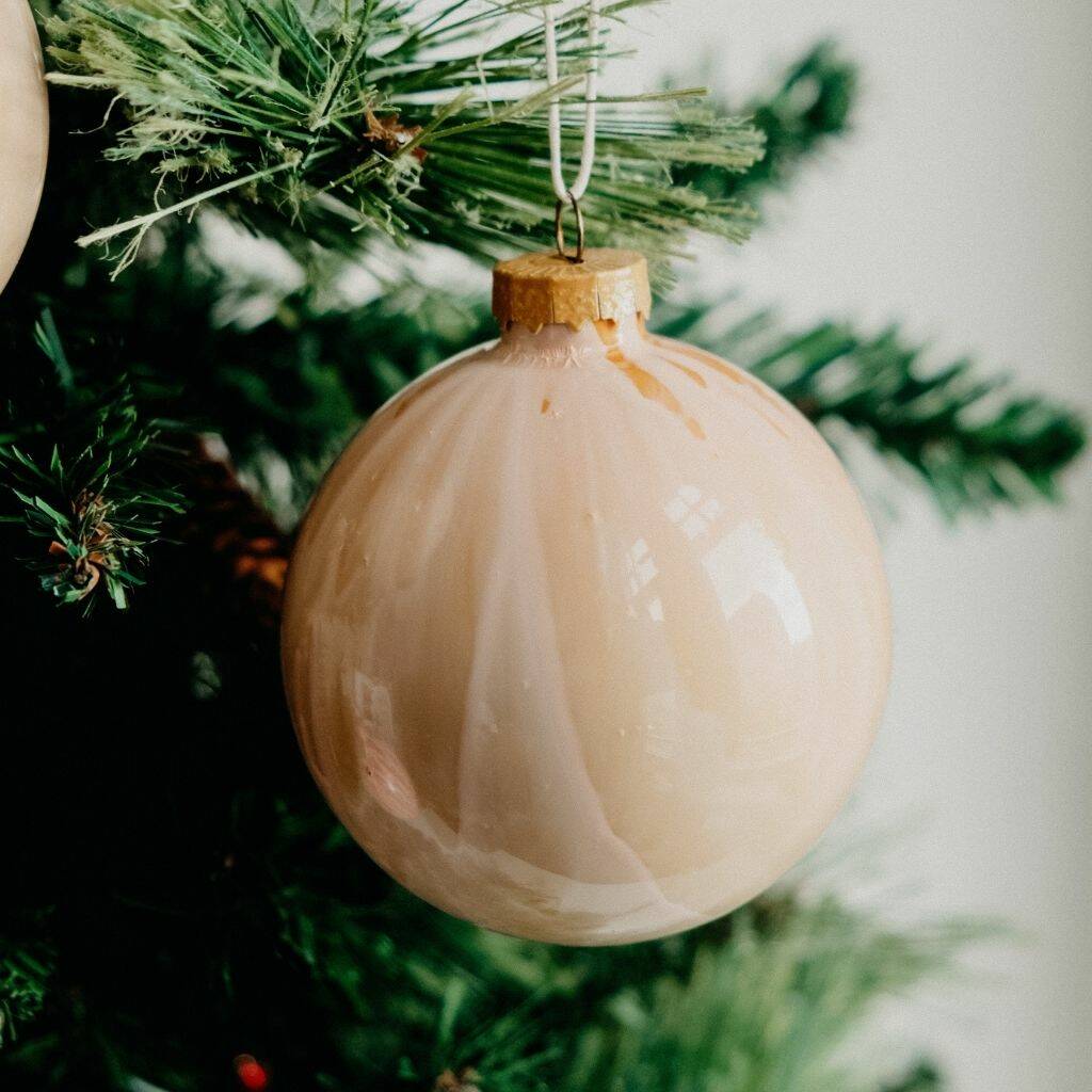 Christmas Tree Cream Marble Glass Bauble Ornament, 1 of 5