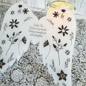 Personalised Memorial Angel Wings With Ribbon Loss Of Loved One, 5 of 6