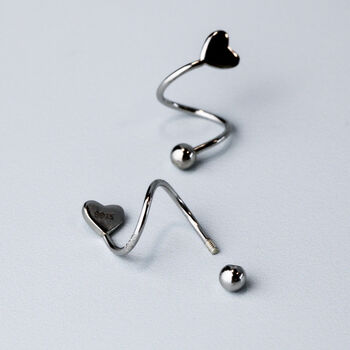 Sterling Silver Heart Spiral Screw Back Earrings, 3 of 8