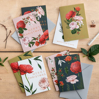 Box Of Eight Botanical Christmas Cards Berry Roses, 2 of 2