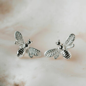Sweet Silver Bee Earrings, 2 of 5