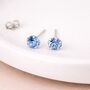Sterling Silver March Aquamarine Birthstone Micro Stud Earrings – 4mm, thumbnail 2 of 8