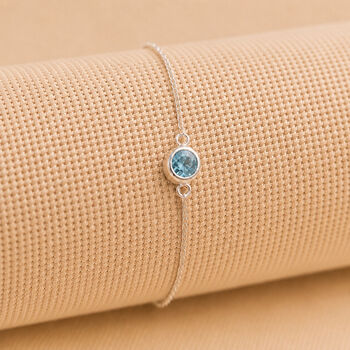 Personalised Sterling Silver March Birthstone Aquamarine Bracelet, 2 of 9
