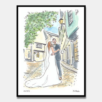 Wedding Couple Illustrated Portrait, 3 of 6