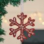 Set Of Three Handmade Snowflake Christmas Tree Baubles, thumbnail 2 of 3