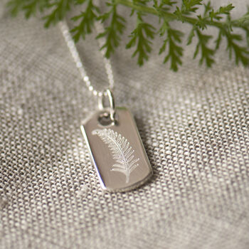 Fern Engraved Sterling Silver Nature Necklace, 3 of 11