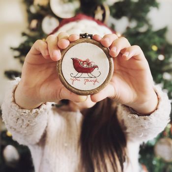 Personalised Embroidered Christmas Hoop Decoration, 3 of 12
