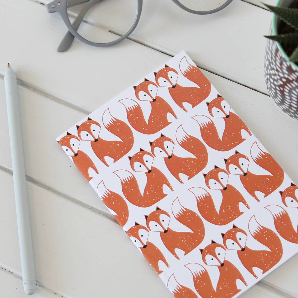 Orange Fox Small Note Book By Louise Brainwood