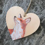 Fox Wooden Hanging Heart Decoration, thumbnail 1 of 3
