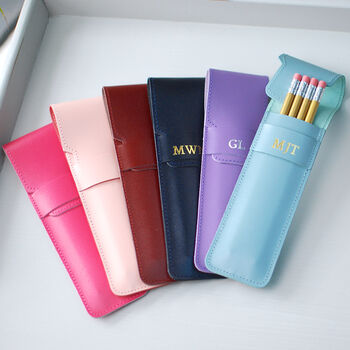 Monogram Leather Pencil Case With Pencils, 3 of 7