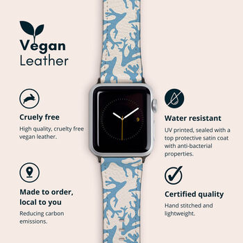 Blue Coral Vegan Leather Apple Watch Band, 2 of 6