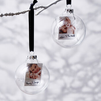 Personalised Photo Baby's First Christmas Bauble, 2 of 3