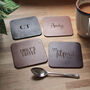 Personalised Recycled Vintage Leather Set Of Coasters, thumbnail 1 of 10
