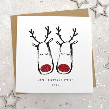 Bespoke Glittery Reindeer Christmas Cards X 10, 2 of 3