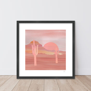 Pink Desert Cactus Landscape Print, 6 of 7