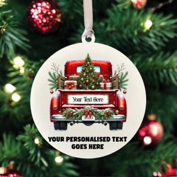 Personalised Christmas Vintage Truck Hanging Bauble Decoration, 7 of 10