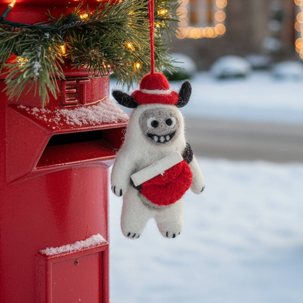 Handmade Felt Santa Yeti Decoration, 1 of 4