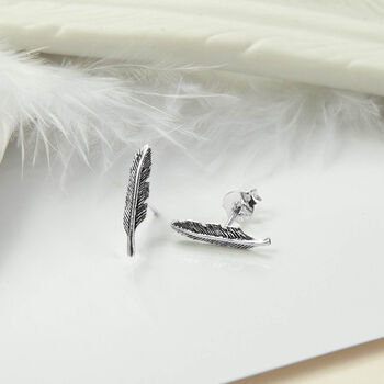 Tiny Feather Studs In Sterling Silver And Gold Plated, 3 of 4