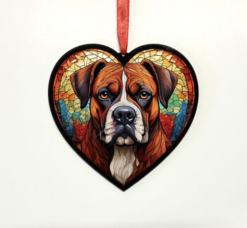 Boxer Stained Glass Effect Heart Suncatcher, 6 of 6