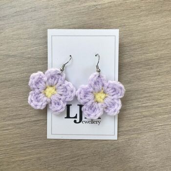 Crochet Daisy Flower Earrings, 10 of 11