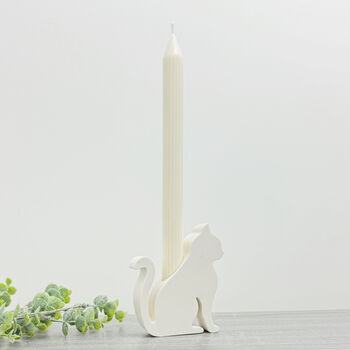 White Cat Candle Holder Cat Gift, 4 of 8