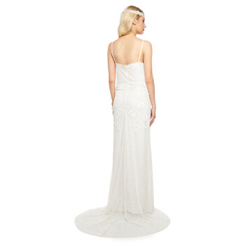 Art Deco Hand Embellished Wedding Dress, 9 of 10