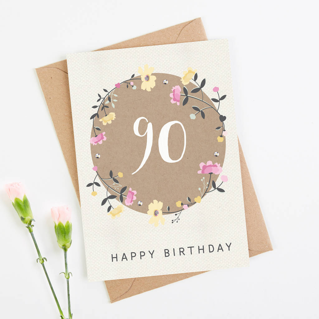 90th Birthday Card Floral By Norma&Dorothy ...