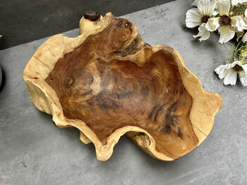 30cm Handmade Wooden Root Bowl – Balinese Gamal Wood, 10 of 12