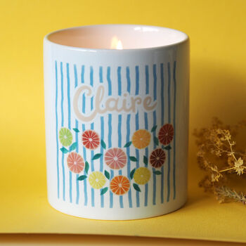 Personalised Citrus Garland Ceramic Jar Candle, 2 of 6