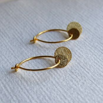 Double Disc Hoops In Gold Plated Sterling Silver, 2 of 7