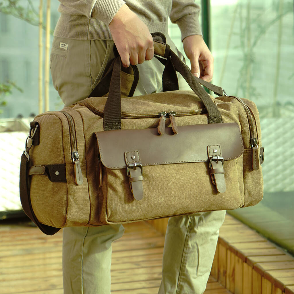 Large Canvas Holdall With Front Pocket By EAZO | notonthehighstreet.com