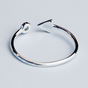 Sterling Silver Arrow And Crystal Adjustable Ring, 3 of 4