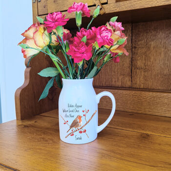 Personalised Robin Memorial Flower Vase, 5 of 8