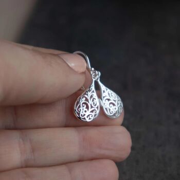 Filigree Sterling Silver Drop Earrings, 7 of 8