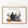 Personalised Couple And Pets Print With Watercolour Illustration And Quote, thumbnail 1 of 10