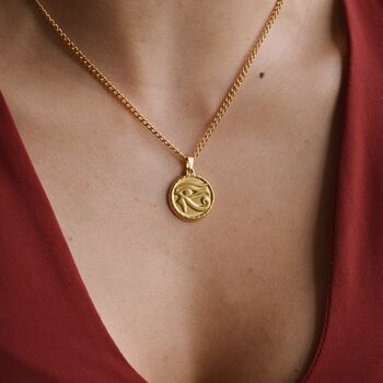 Eye Of Horus Necklace 18 K Gold Egyptian Jewelry Gift, 2 of 6