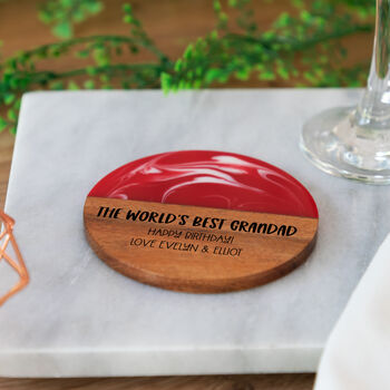 Personalised Coloured Resin And Acacia Wood Drinks Coaster, 2 of 5