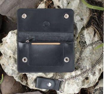 Personalised English Hide Leather Wallet With Chain, 7 of 11