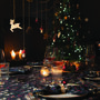 Luxury Christmas Tablecloth Robin And Berries Navy, thumbnail 3 of 4
