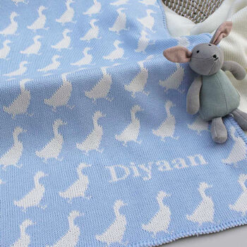 Personalised Knitted Duck Baby Blanket, 3 of 12
