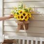 Spring Sunflower Basket Door Wreath, thumbnail 4 of 6