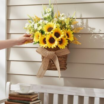 Spring Sunflower Basket Door Wreath, 4 of 6